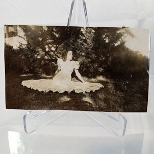 Vintage Photo Original One Of A Kind B&W Lady With Dress Fanned Out Fashion Pose